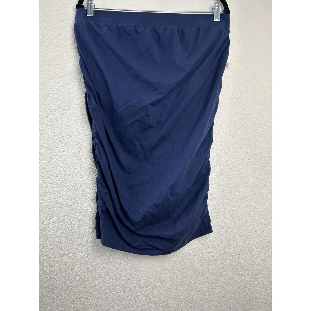 Ingrid And Isabel Women's Navy Blue Ruched Side Stretch Maternity Skirt Size L